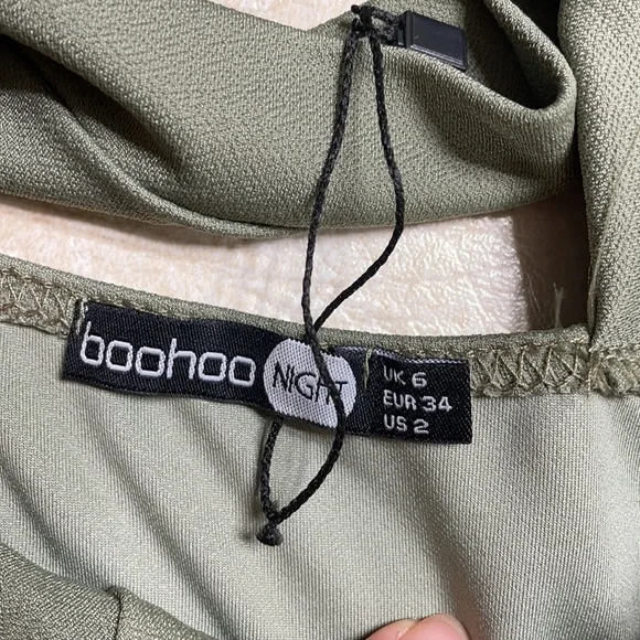 Boohoo night Rira strappy top detail olive green hot hot dress #A - Picture 8 of 10
